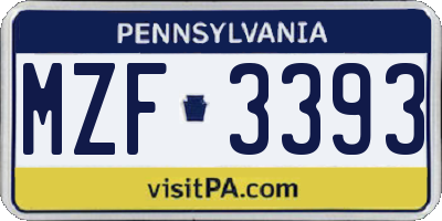 PA license plate MZF3393