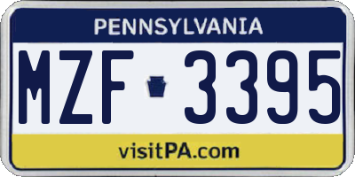 PA license plate MZF3395