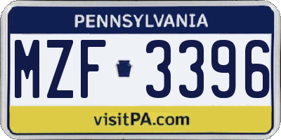 PA license plate MZF3396