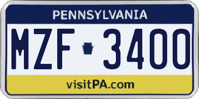 PA license plate MZF3400