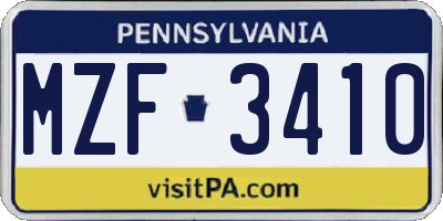 PA license plate MZF3410