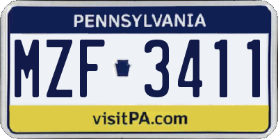 PA license plate MZF3411