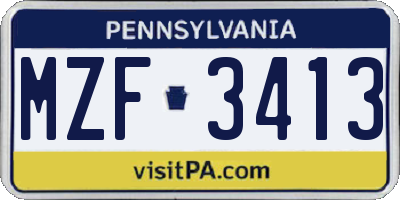 PA license plate MZF3413
