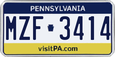 PA license plate MZF3414
