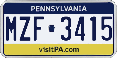 PA license plate MZF3415