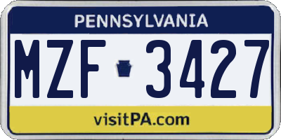 PA license plate MZF3427