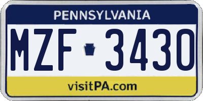 PA license plate MZF3430