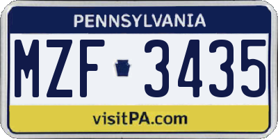 PA license plate MZF3435