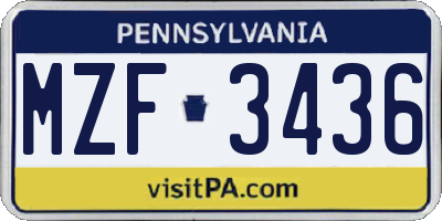 PA license plate MZF3436