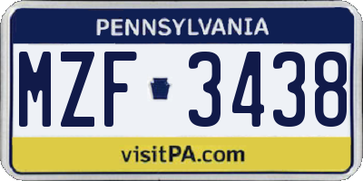 PA license plate MZF3438