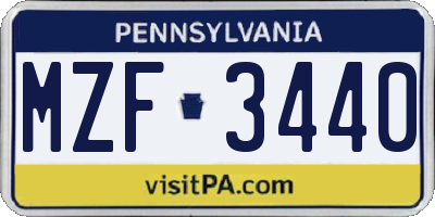 PA license plate MZF3440