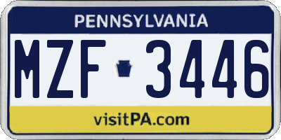 PA license plate MZF3446