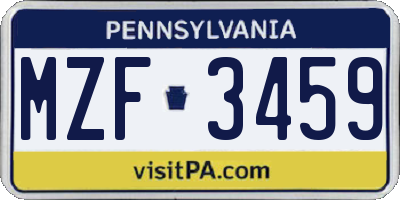 PA license plate MZF3459