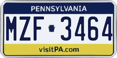 PA license plate MZF3464