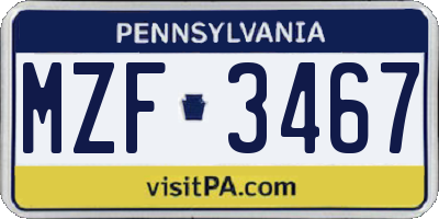 PA license plate MZF3467