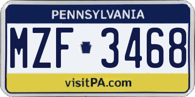 PA license plate MZF3468