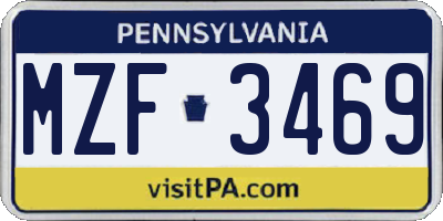 PA license plate MZF3469