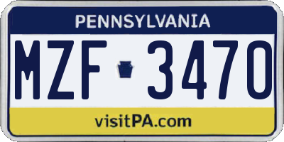 PA license plate MZF3470