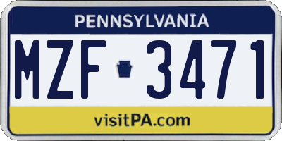 PA license plate MZF3471