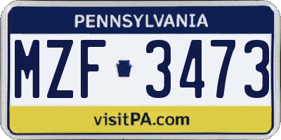 PA license plate MZF3473