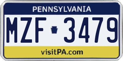 PA license plate MZF3479