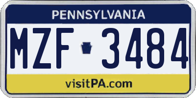 PA license plate MZF3484