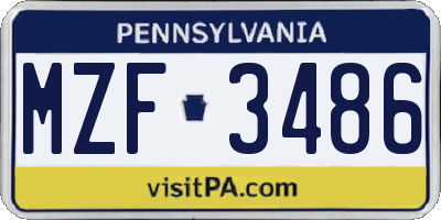 PA license plate MZF3486