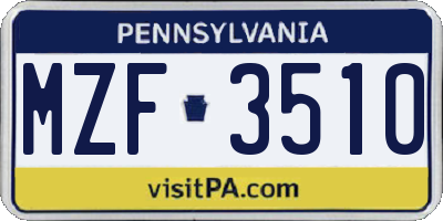 PA license plate MZF3510