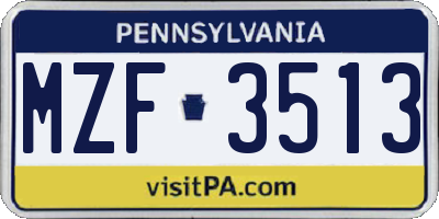 PA license plate MZF3513