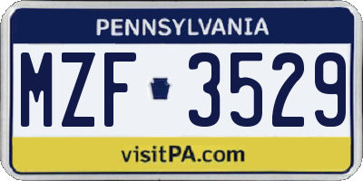 PA license plate MZF3529