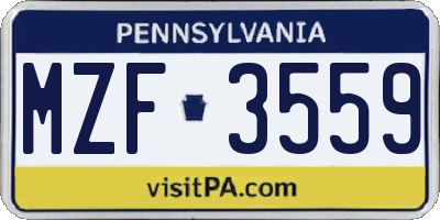 PA license plate MZF3559