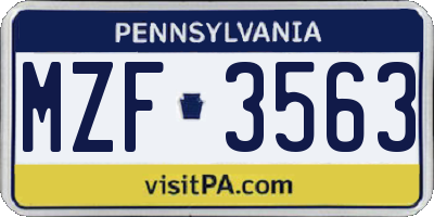 PA license plate MZF3563