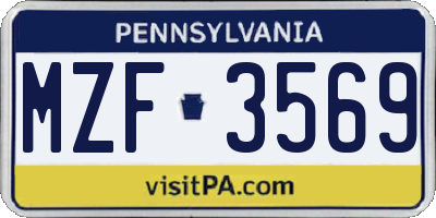 PA license plate MZF3569