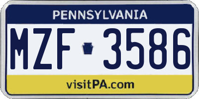 PA license plate MZF3586
