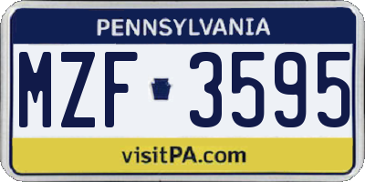 PA license plate MZF3595