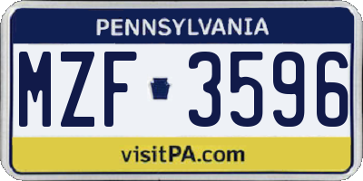 PA license plate MZF3596