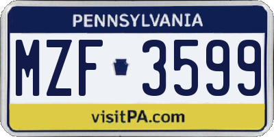 PA license plate MZF3599