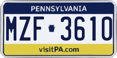 PA license plate MZF3610