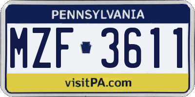 PA license plate MZF3611