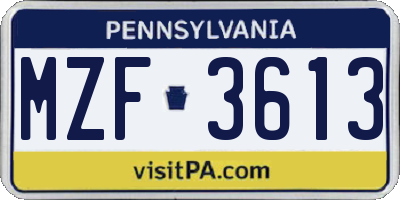 PA license plate MZF3613