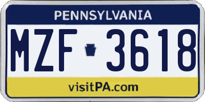 PA license plate MZF3618