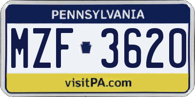 PA license plate MZF3620
