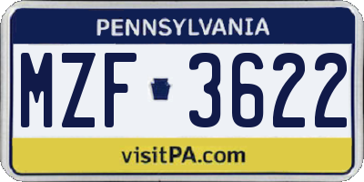 PA license plate MZF3622