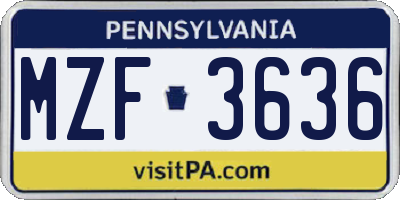 PA license plate MZF3636