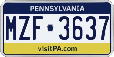 PA license plate MZF3637