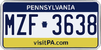PA license plate MZF3638