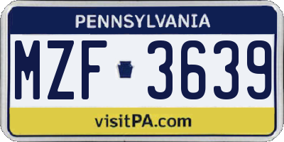 PA license plate MZF3639