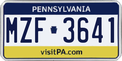 PA license plate MZF3641