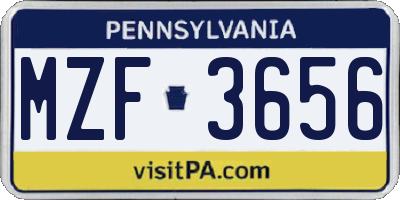 PA license plate MZF3656