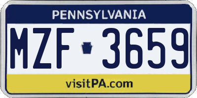 PA license plate MZF3659